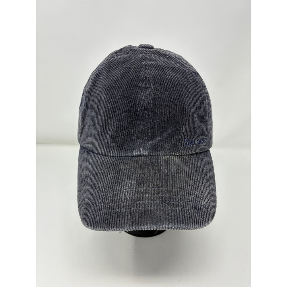 Barbour Navy Blue Corduroy Hat Cap Tartan Plaid Lining Adjustable Strapback
